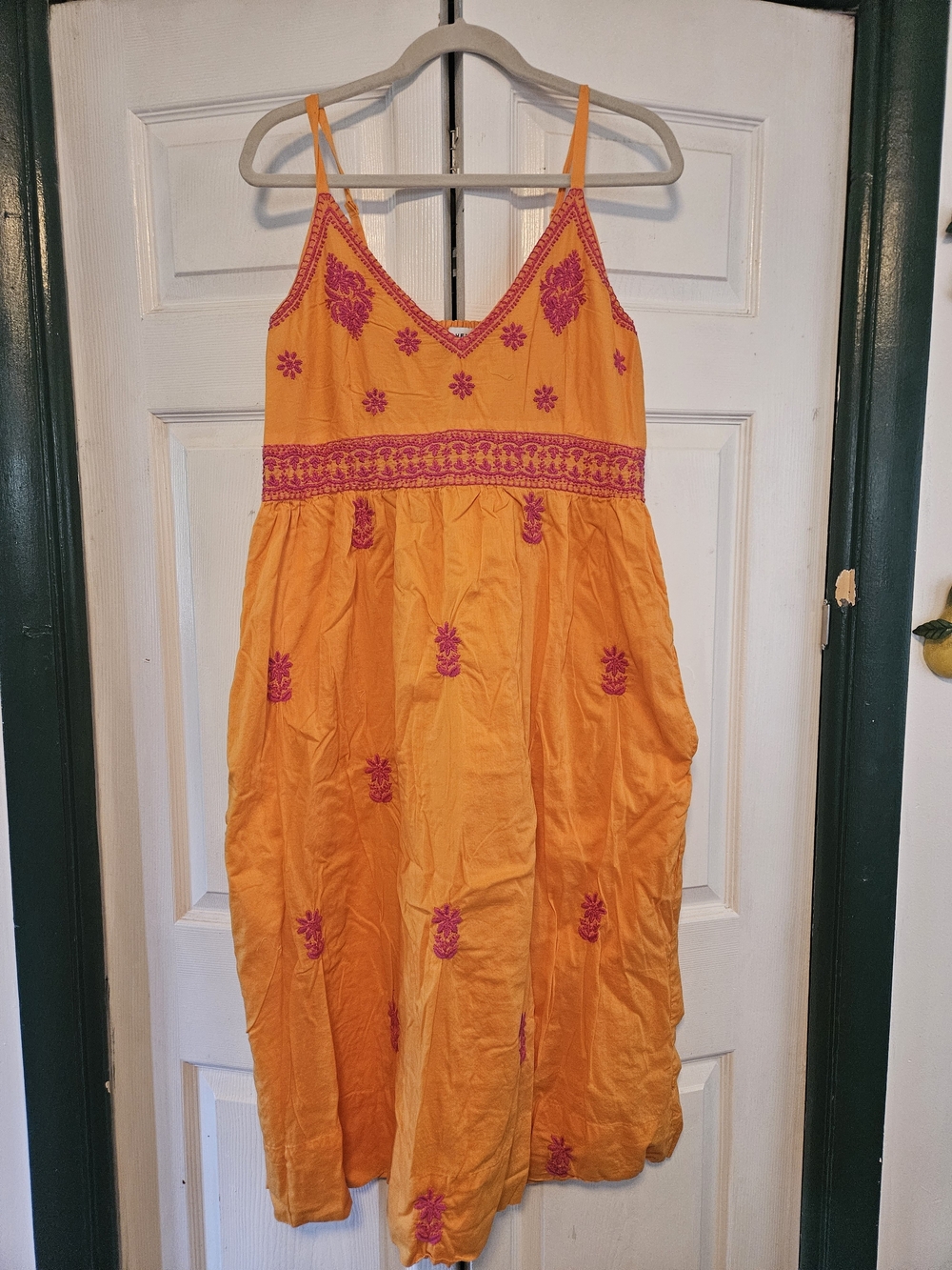 Gretchen Scott Orange Dress with Pink Embroidery